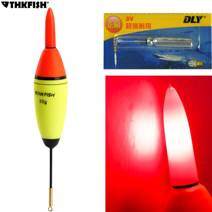 THKFISH 1pc LED Light Bobbers Fishing Floats Fishing Bobbers Saltwater Freshwater Night Fishing Fishing Floats Lighted Bobbers for Crappie Walleye Catfish Bass Trout,etc 10g 20g 30g fishing accessories fishing gear fishing tackle