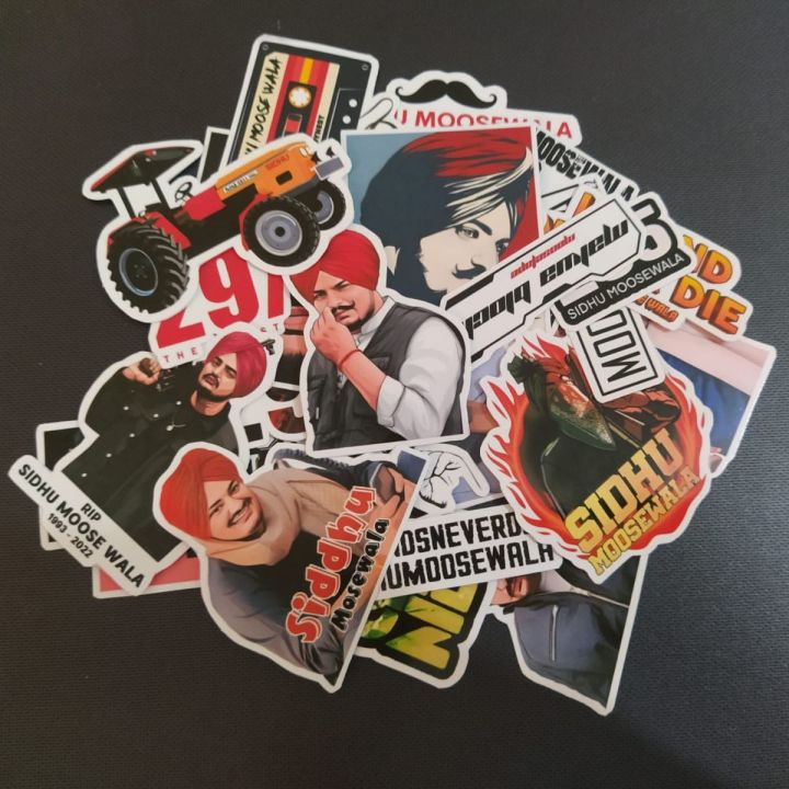 SIDHU MOOSE WALA Premium Glossy Stickers 25pcs Pack ideal for journaling skateboard notebook mobile case
