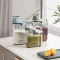 Rice Grain Dispenser Acrylic Storage Jar Moisture-proof Self Sealing Dry Food Container Cup Measuring Display Kitchen Accessories ,Capacity 2L & 1.8L (Assorted Colors). 