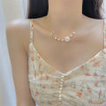 Spice girl temperament pendant jewelry wholesale niche ins style clavicle chain bow flower light luxury color preservation necklace women. 