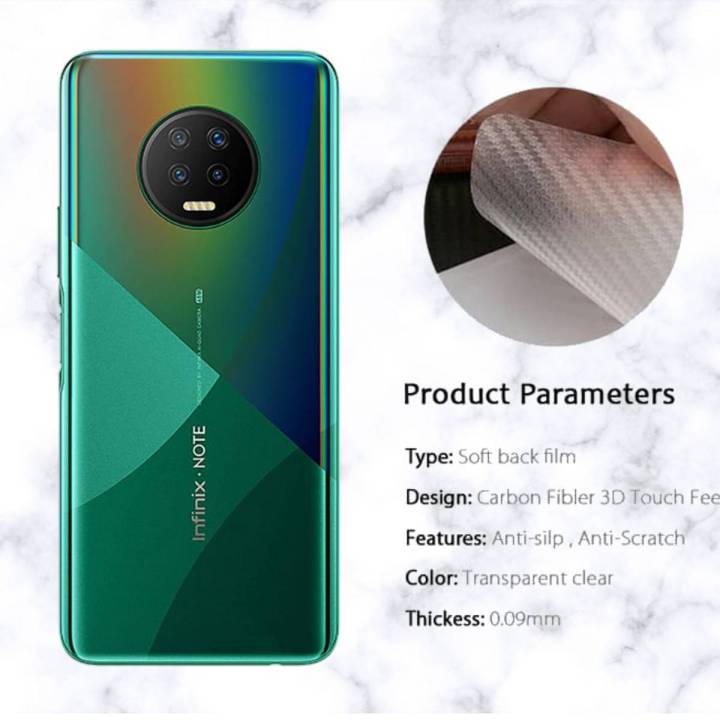 Infinix Note 7 Transparent Carbon Fiber Texture Mobile skin full wrap with Camera Lens