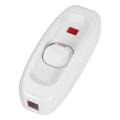 AC 250V 10A Inline ON/OFF Table Desk Lamp Cord Cable Switch with LED Indicator Light White. 