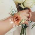 Hand Flower Brooch Pin with Rose Bud for Bridesmaid Party Groom Groomsmen Brooch. 