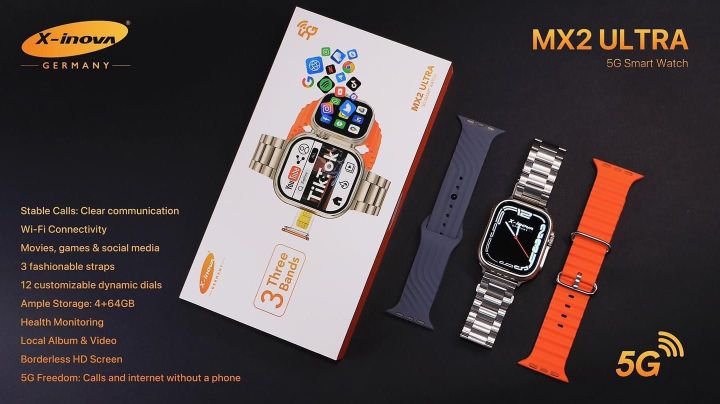 MX2%20Ultra%205G%20Smartwatch%204/64GB%20WIFI/Bluetooth/3%20Straps/Calling/GPS%20-%20Image%202