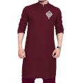Men's Stylish Maroon Chest Bunch Printed Kameez / Kurta with Pajama For Boys - New Design for Gents. 