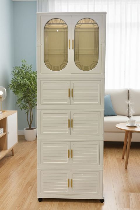 Portable%20Kids%20Closet%20Children's%20Wardrobe%20Collapsible%20Plastic%20Large%20Baby%20Clothes%20Cabinet%20Bedroom%20Nursery%20Armoire%20Quick%20Install%20Toddler%20Dresser%20with%20Hanging%20Rod%20and%20Door,Large%202%20Cubes,White%20-%20Image%205
