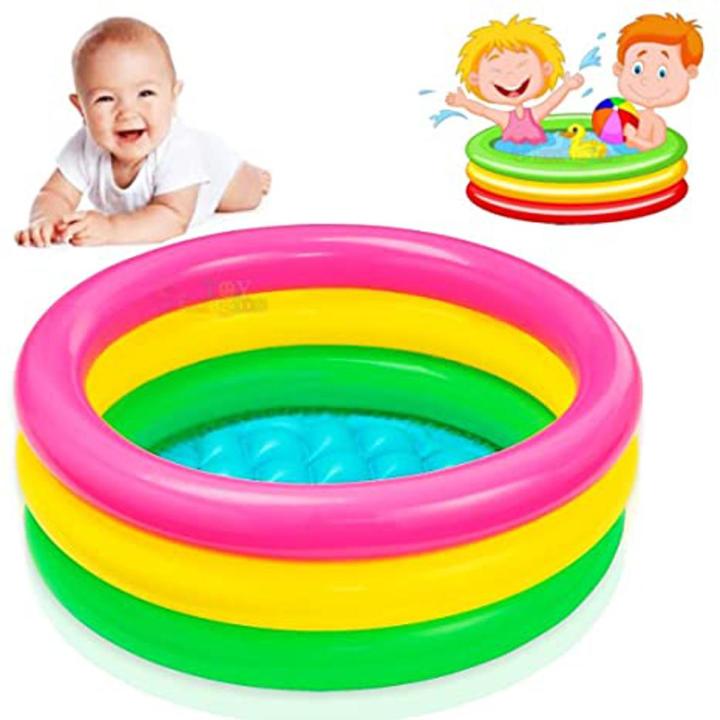 24" x 8.7" Swimming Pool Inflatable Intex Pool Inflatable Swimming Pool For Kids Rainbow Sunset Glow Pool, Pack of 1 Sunset Glow Kids Swimming Pool for Kids Water Play (2ft)