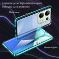 Biruiqu For Redmi Note 13 4G  Magnetic Absorption Case Metal Frame Shockproof Double Sided Tempered Glass Magnetic Case Cover. 