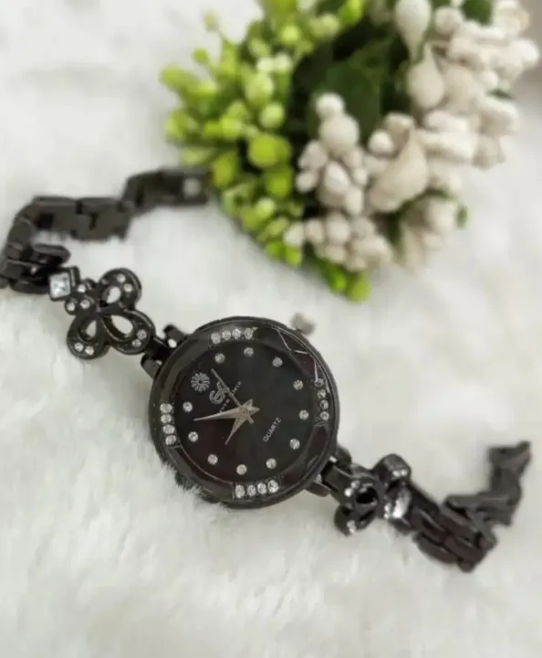 Watch%20for%20girls%7Cwoman%7Cladies%7Cgift%7CElegant%20Black%20Bracelet%20Watch%20with%20Crystal%20Accents%20for%20girl%20and%20woman%20-%20Image%202