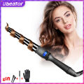 Ubeator - LCD Screen Ceramic Spiral Hair Curling Iron Wand Machine Roller Beauty Tools-138-Black. 