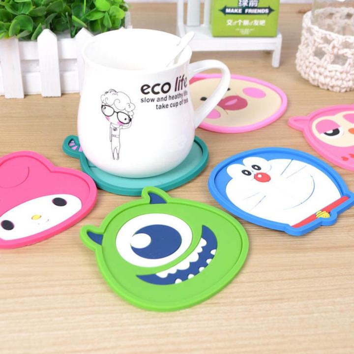 【Happier】 High Quality 1Pcs Cute Cartoon Anime Silicone Cup Mat Coffee Placemat Drink Coaster Cup Glass Beverage Holder Pads Mats KP030