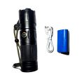 Multifunctional P90 RL-W409 Laser Heavy Duty LED Tactical Flashlight 1Km Range and Long Lasting Backup Torch 8800mAh Rechargeable Cell Included. 