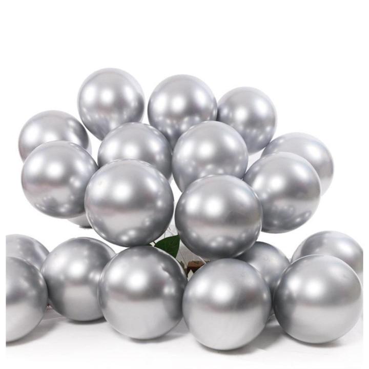 15 Silver Metallic Balloons Pack For Birthday - Anniversary Decoration - Party Decoration Chrome Balloons For Home Decoration