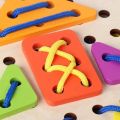 Wooden Lacing Toy for Kids | Shape Matching Board with Rope Threading | Montessori Educational Activity | Develops Hand-Eye Coordination. 