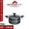 BRIGHT - Non Stick Casserole/Handi With Glass Lid - 22 cm to 34 cm. 