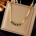 DIEYURO 316L Stainless Steel Green White Heart Zircon Charm Necklace Bracelets For Women Girl New Waterproof Jewelry Set Wedding. 