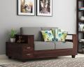 Solace 2 Seater with Cushion Wooden Sofa (Walnut Finish). 