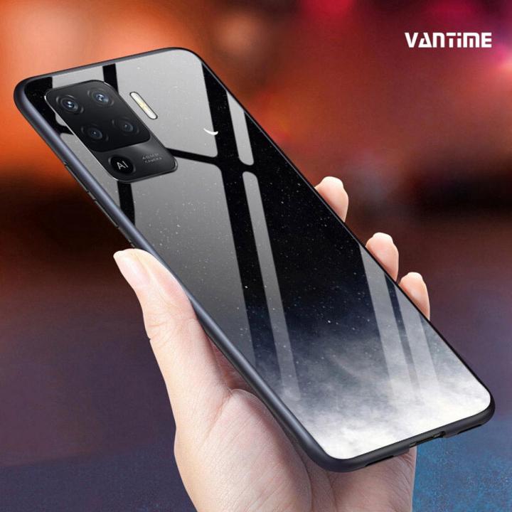 Vantime for OPPO F19 Pro Case Starry Sky Phone Back Hard Glass Cover