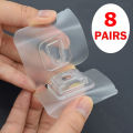 8Pair (16PCs) Double-Sided Adhesive Wall Hooks, Heavy Duty Clear Sticky Hooks for Bathroom, Kitchen, and Home Organization, No Scratch, Waterproof, Oilproof. 