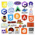 Programming Language Logo Cool Stickers for Laptop DIY Stickers Internet Java JS Php Html Cloud Docker - Pack of 26. 