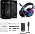 XIBERIA-V20 USB PS4 Headset for Host Connection, 7.1 Surround Sound PC Gaming Headset with 1.95 Meter Cable and Noise Cancelling Mic Headphones with RGB Light. 
