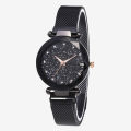 WaterProof luxury ladies watch magnet mesh For Girls BLACK. 