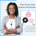 Badge Lanyard with ID Holders Flower Badge Reels with Pearl Vertical Clear Name Tag Holder for Girl Women Card Key Cute Badge Necklace. 