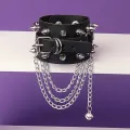 TAK Leather Studded Punk Bracelet Studded Armband Rivets Bracelet Spike Rivets Cuff Bangle Metal Studded Wristband Chain. 