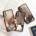 【AmbitionmA】Cute Cat Refuse to kiss Matte Clear Coque For Samsung S23 5G Case Galaxy S20 S21 FE S22 Ultra S10 Lite S8 S9 Plus Silicone Cover. 
