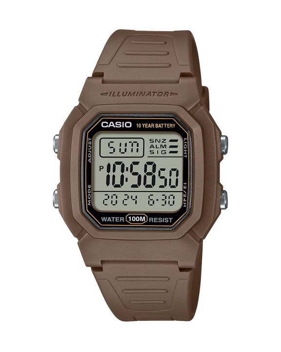 Casio General Dark Brown Resin Digital Dark Brown Resin Band Watch-W-800H-5AVDF