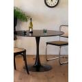 BLACK ROUND TABLE AND COFEE TABLE (16W × 20H Inchs). 