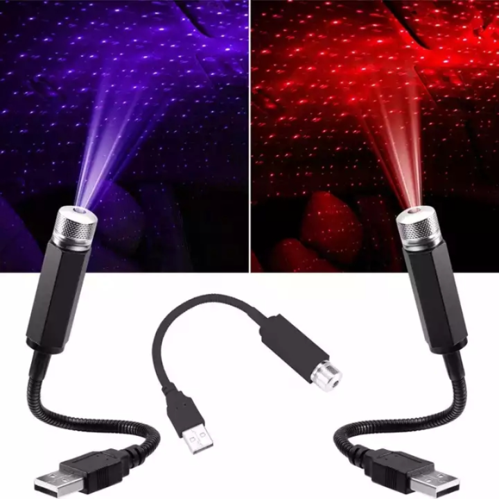 USB Star Caps Projection Lamp Blue Purple Red Laser Projector Light for Room Christmas Party Car Interior Decoration Night Light