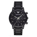 Emporio Armani Classic Black Stainless Steel Black Dial Chronograph Quartz Watch for Gents - AR1895. 