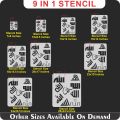 Allah in 9 Font Styles Calligraphy Islamic Reusable Stencil for Canvas and wall painting.ID#4125E. 