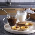 AKHPAL 350ML Double Wall Glass Cup Thermo Large Insulated Glass Mug with Handle Espresso Coffee Mug Heat-Resistant Drinkware Borosilicate Tea Cup Mug for Latte,Cappuccino, Americano, Beverage,Drink,. 