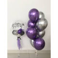 10 Purple Silver Super Metallic Balloons for Birthday, Anniversary, Engagement, Bridal Shower and Baby Shower Decoration. 