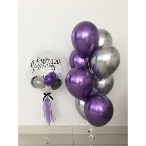 10 Purple Silver Super Metallic Balloons for Birthday, Anniversary, Engagement, Bridal Shower and Baby Shower Decoration