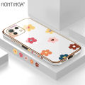 Hontinga for Xiaomi 11 Lite 5G Back Cover（Free Lanyard）Luxury 6D Plating Falling Flower Side Pattern Case Soft Silicone Square Mobile Cover. 
