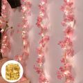 10 Pcs Cherry Blossom String Light 20 LED Garland Artificial Flower Garland Vines Fairy Lights Flower Light For Home Decor Bedroom Curtain Room Decoration Cherry Blossom Flower Lights For Mirror Wall Decoration Lights Set Of 10 Pcs Cherry Blossom Lights.. 