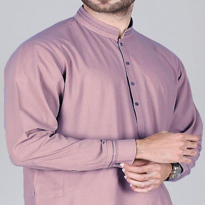 Wash&Wear Gents Kameez Shalwar Suit For Men Unstitched Light Purple Color