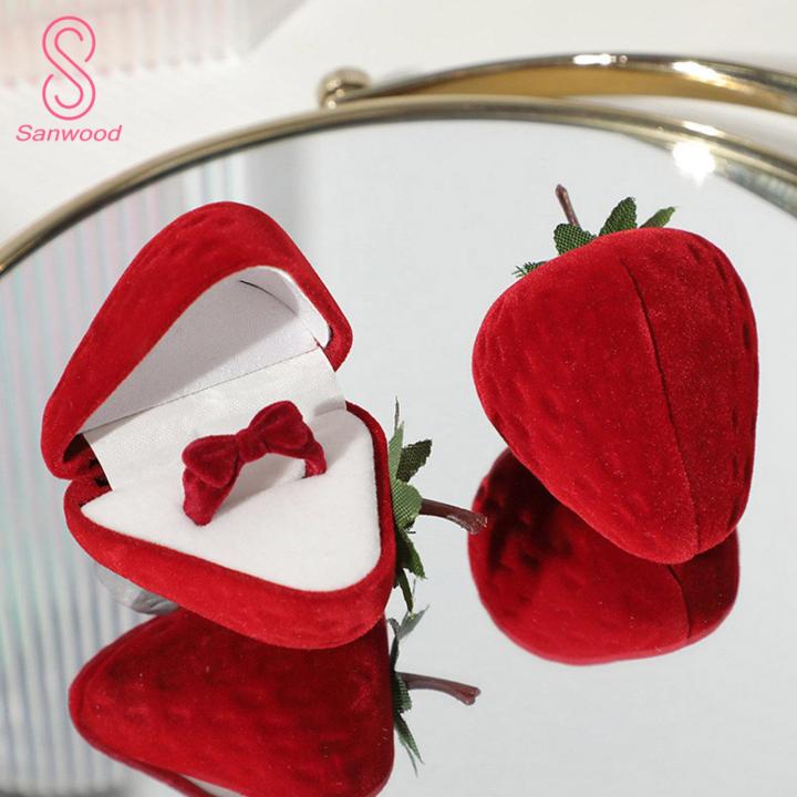 Exquisite Workmanship Ring Holder Adorable Strawberry Shaped Jewelry Box Perfect Gift for Her Soft Lining Exquisite Design Buy Strawberry Ring Box