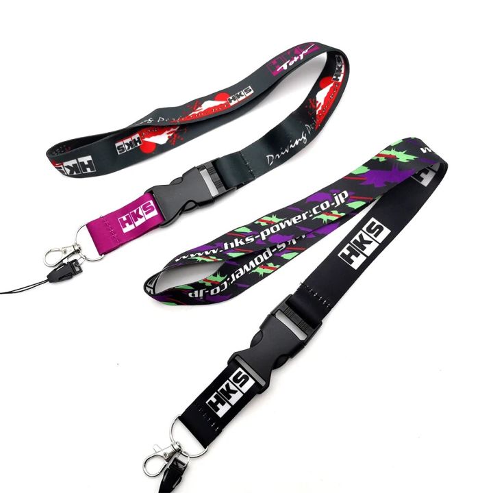 JDM Racing Style HKS Power Removable Lanyard Car Keychain Work ID Holder Mobile Neck Strap Quick Release Keyring