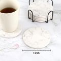 Absorbent Coasters for Drinks Coasters Set with Holder, Set of 6, for Kinds of Mugs Marble Style Coasters, 4 Inch. 