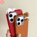 Fashion Cute Wave Point Dot Funny DIY 3D Doll Cat Couples Case Compatible for IPhone 16 11 15 14 13 12 Pro Max XS XR X 14 16 15 Plus Max Luxury Leather Texture Soft Case. 