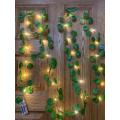 SKYUP Green leaf bail with led fairy led 15feet light switch operator. Artificial Leaves bail Fairy Lights wall Hanging for Decoration - LED Artificial Leaf Bail Lights For Room Decoration Party Decoration String Light. 
