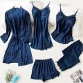 Silk Nighty 5pcs Premium | 5pcs Night Set For Girls | Bridal Nighty. 