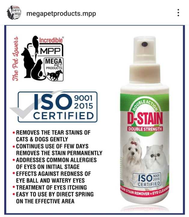 Mega's D-Stain | Best Spray To Protect Your cat and dog from Eye Infection