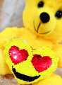 12'' Sequince Heart Fluffy Teddy Bear Hat Wear Teddy Bear for Girls/ Kids - Yellow. 