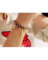 Multi Element Golden Chain Leather Rope Eiffel Tower Star Pendants Bracelet. 