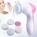 5-in-1 Beauty Care Brush Massager Scrubber Face Skin Electric Facial Cleanser (Pink, White). 